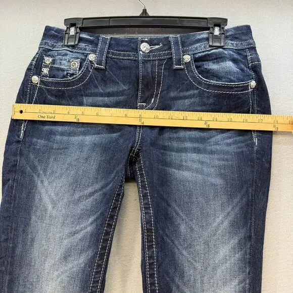 Miss Me Jeans Women's 28x33 (6) Dark Blue Mid Rise Boot Embellished Bling EUC - Picture 11 of 14